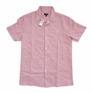 NWT Express Textured Pink Short Sleeve Button Up Shirt Small